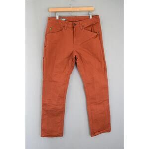 STIO Mens Sz 32 Orange Rivet Canvas Pants Organic Cotton Stretch 5 Pocket